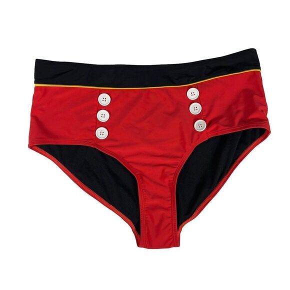 Disney red and Black High Waisted Swim Bottoms - Picture 1 of 6